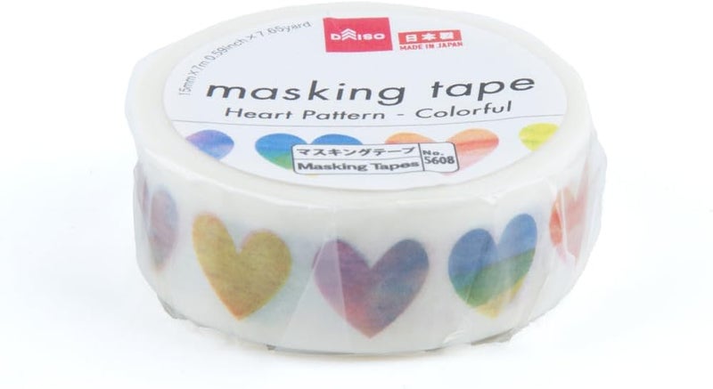 Daiso شريط لاصق بنمط قلب من دايسو - تصميم ملون، 15 مم × 7 م - Image 3